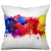 Bright Colorful Watercolor Smoke Stains Digital Art Pillows 57017326