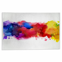 Bright Colorful Watercolor Smoke Stains Digital Art Rugs 57017326