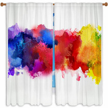Bright Colorful Watercolor Smoke Stains Digital Art Window Curtains 57017326