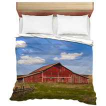 Bright Red Barn And Clear Day Sky Bedding 63649378