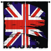 British Flag Grunge Vector Window Curtains 41065955