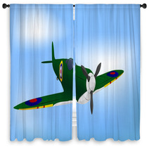 British Green Raf Ww2 Spitfire Window Curtains 13518247