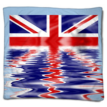 British Union Jack Flag Submerged And Reflecting In Water Blankets 4800963