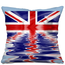 British Union Jack Flag Submerged And Reflecting In Water Pillows 4800963