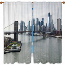 Brooklyn Bridge And Lower Manhattan Skyline. Window Curtains 64971236