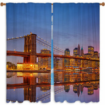 Brooklyn Bridge And Manhattan At Dusk Window Curtains 70892727