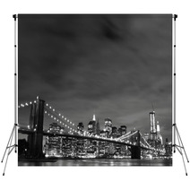 Brooklyn Bridge And Manhattan Skyline At Night New York City Backdrops 19263719