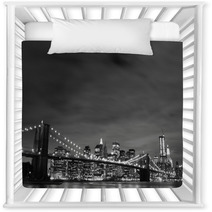 Brooklyn Bridge And Manhattan Skyline At Night New York City Nursery Decor 19263719