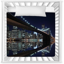 Brooklyn Bridge And Manhattan Skyline At Night, New York City Nursery Decor 37590634