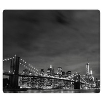 Brooklyn Bridge And Manhattan Skyline At Night New York City Rugs 19263719