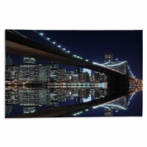 Brooklyn Bridge And Manhattan Skyline At Night, New York City Rugs 37590634
