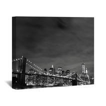 Brooklyn Bridge And Manhattan Skyline At Night New York City Wall Art 19263719