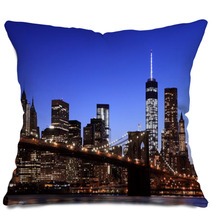 Brooklyn Bridge And Manhattan Skyline  New York City Pillows 65743017