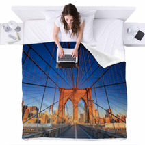 Brooklyn Bridge At Sunset Blankets 61726699