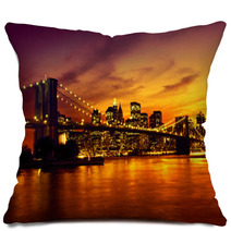 Brooklyn Bridge At Sunset Pillows 58655402