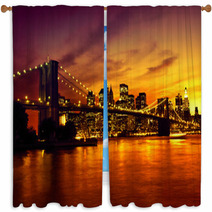 Brooklyn Bridge At Sunset Window Curtains 58655402