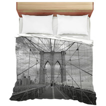 Brooklyn Bridge In New York City Gray Photo Bedding 63324895