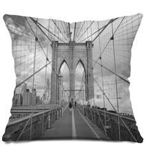 Brooklyn Bridge In New York City Gray Photo Pillows 63324895