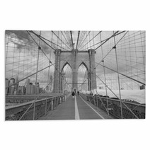 Brooklyn Bridge In New York City Gray Photo Rugs 63324895