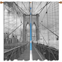 Brooklyn Bridge In New York City Gray Photo Window Curtains 63324895