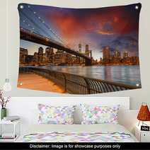 Brooklyn Bridge Park New York City Spectacular Sunset View Of Wall Art 55014785