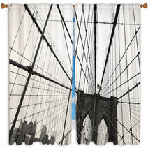 Brooklyn Bridge Sepia Window Curtains 56670555