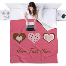Brown And Pink Hearts Blankets 21598509