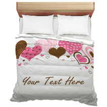 Brown And Pink Hearts Border Bedding 21598503