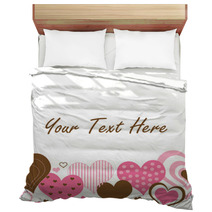 Brown And Pink Hearts Border Bedding 21598507