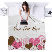 Brown And Pink Hearts Border Blankets 21598507