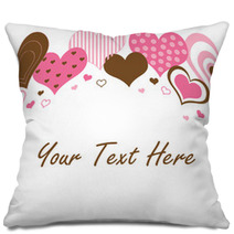 Brown And Pink Hearts Border Pillows 21598503