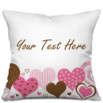 Brown And Pink Hearts Border Pillows 21598507