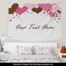 Brown And Pink Hearts Border Wall Art 21598503