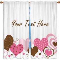 Brown And Pink Hearts Border Window Curtains 21598507
