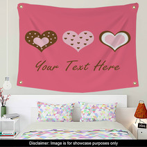Brown And Pink Hearts Wall Art 21598509