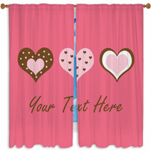 Brown And Pink Hearts Window Curtains 21598509