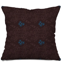 Brown And Turquoise Floral Wallpaper Pillows 22751779