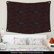 Brown And Turquoise Floral Wallpaper Wall Art 22751779