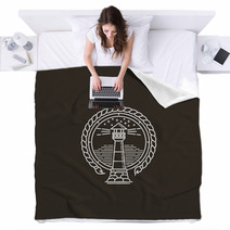 Brown And White Lighthouse Symbol Blankets 111005281