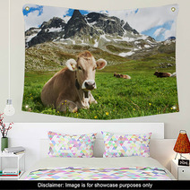 Brown Cow On Green Grass Pasture Wall Art 55277338