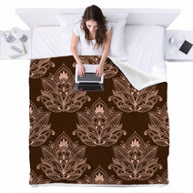 Brown Persian Paisley Seamless Floral Pattern Blankets 70495169