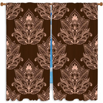 Brown Persian Paisley Seamless Floral Pattern Window Curtains 70495169