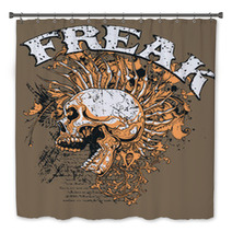 Brown Punk Skull With Mohawk Freak Word Art Bath Decor 51691393