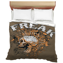 Brown Punk Skull With Mohawk Freak Word Art Bedding 51691393