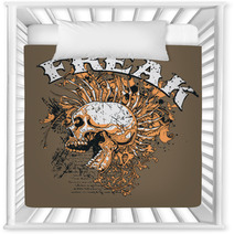 Brown Punk Skull With Mohawk Freak Word Art Nursery Decor 51691393