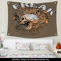 Brown Punk Skull With Mohawk Freak Word Art Wall Art 51691393