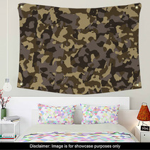 Brown Seamless Army Camouflage Wall Art 54167981