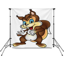 Brown Squirrel - Colored Cartoon Illustration, Vector Backdrops 100129183