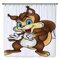 Brown Squirrel - Colored Cartoon Illustration, Vector Bath Decor 100129183