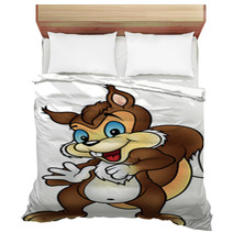 Brown Squirrel - Colored Cartoon Illustration, Vector Bedding 100129183